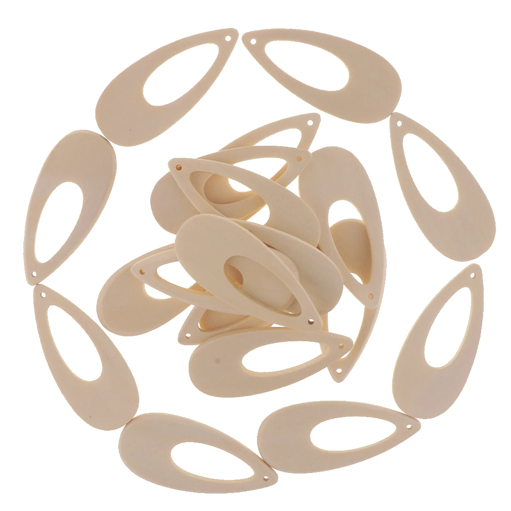20pcs Plain Wooden Drop Charms Unfinished Wooden Beads Tags for Earrings Jewelry Making DIY Decorative Pendants