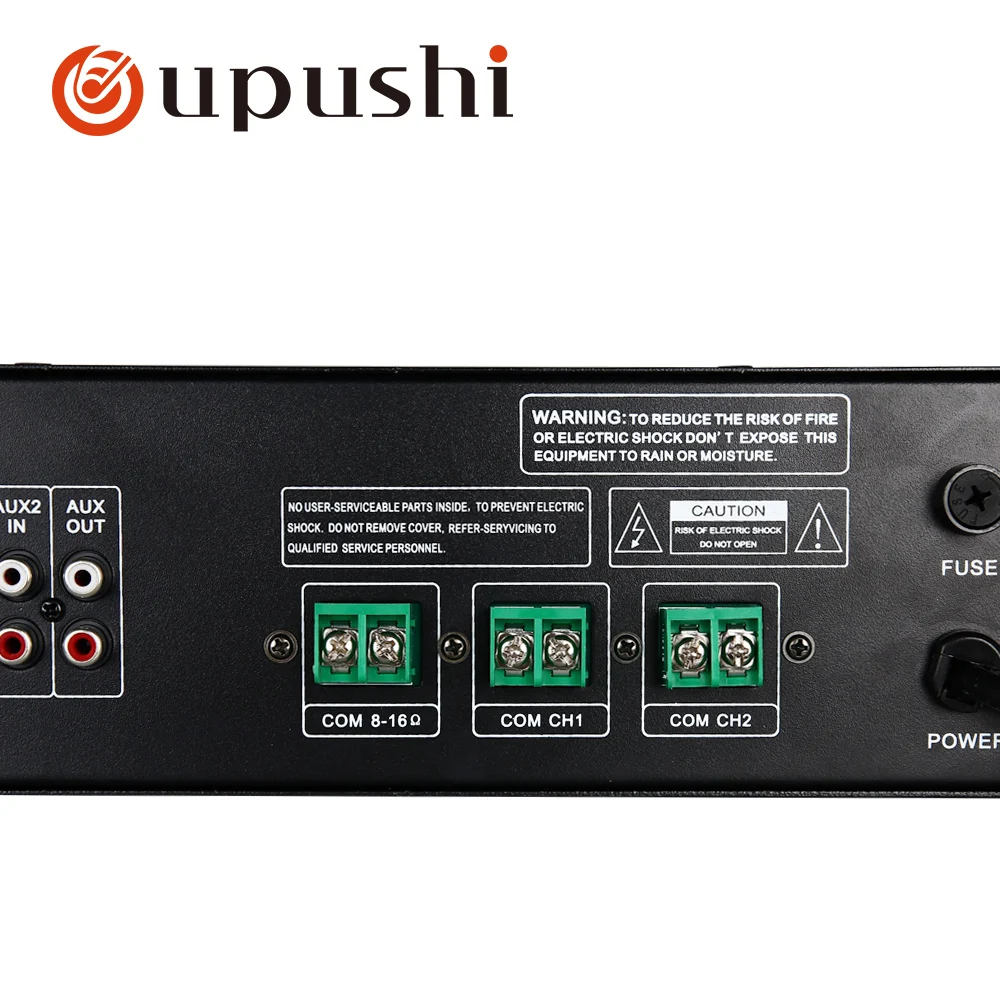 Oupushi 120W Bluetooth Pa amplifier 2 zone audio amp support remote control USB SD card FM for public address system