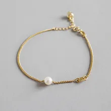 HFYK 2019 elegant 925 sterling silver pearl bracelets for women gold chain bracelet bangles silver 925 jewelry pulseira feminina