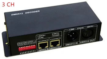 

2016 wholesale1 pcs DMX-NET-K-3CH 3x4A DMX Decoder led Controller DC12V-24V 4A each color use for RGB 5050 3528 LED Strip Light