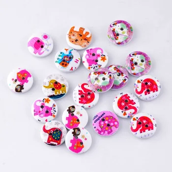 

Free Shipping Retail 20Pcs Random Mixed 2 Holes Round Elephant Pattern Wood Sewing Baby Buttons Scrapbooking 15mm F0207