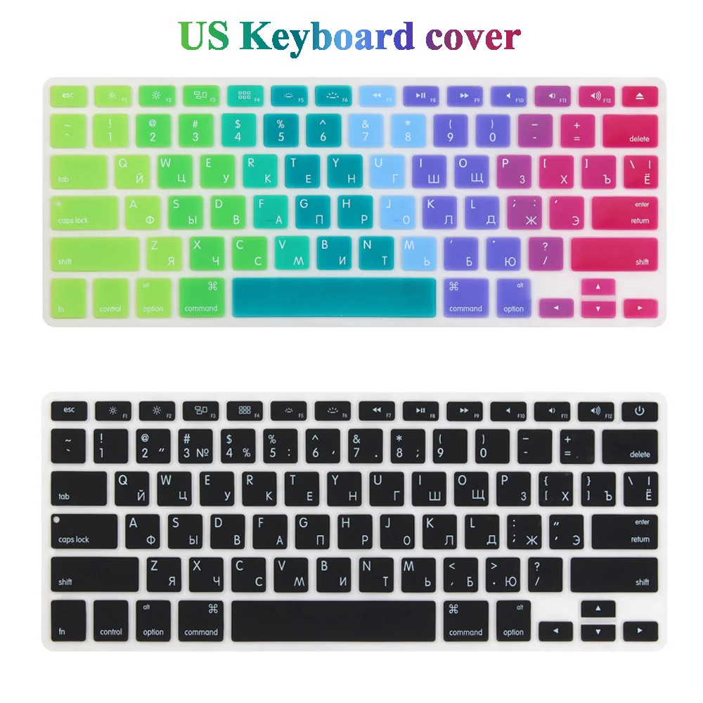 

Russian US Enter Keyboard Cover for for Mid 2009-Mid 2015 MacBook Pro 13 15 inch Retina/CD ROM A1502 A1425 A1278 A1398 A1286