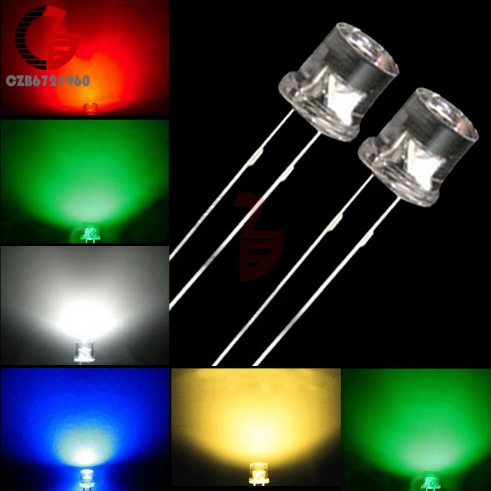 100 шт. 5 мм диодный плоский верх белый красный зеленый синий желтый Smd Smt Led водная