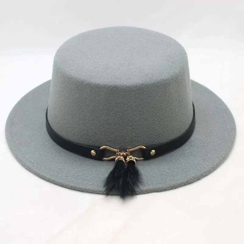 Unisex Fashion Fedora Retro Felt Flat Dome Oval Top Porkpie Bowler Hat