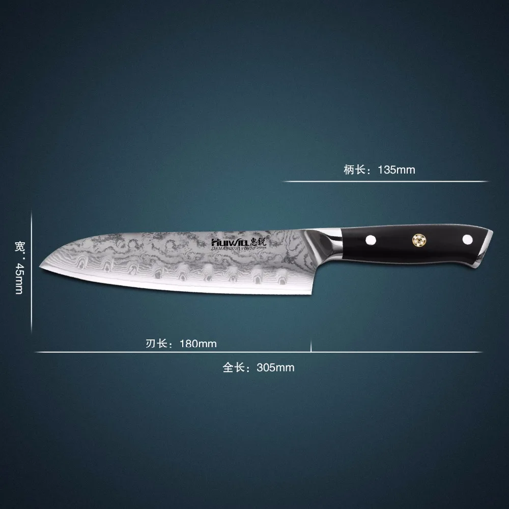 Роскошный 67 слоев японской VG10 дамасской стали Santoku набор кухонных ножей Фруктовые Ножи с мозаичной заклепкой