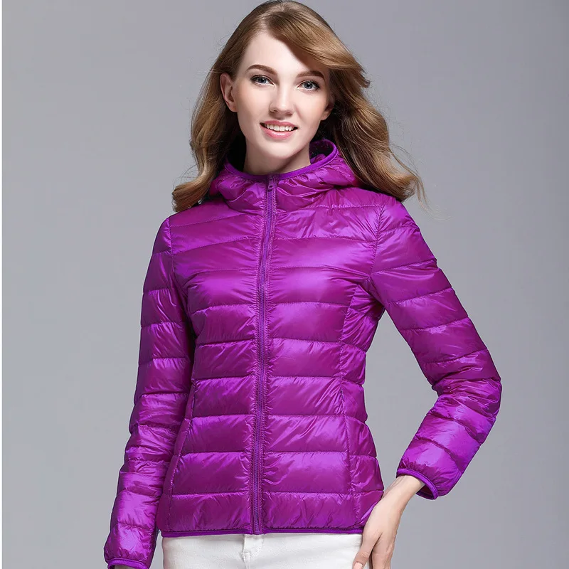  2018 New Women's Long Sleeve Hooded Down Coats Warm Ladies Down Jackets Slim Warm and Comfortable S