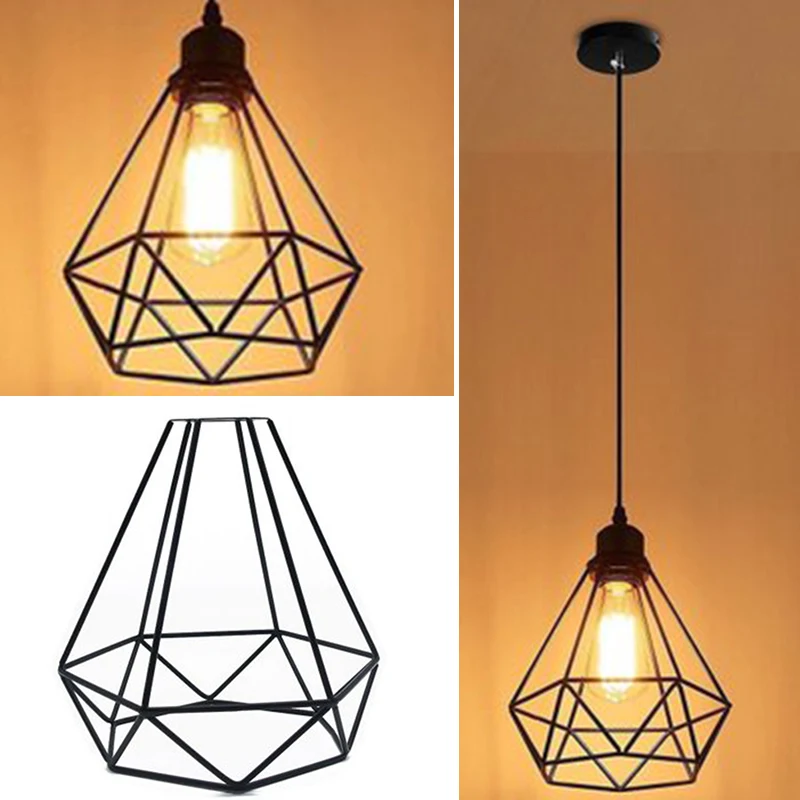 Vintage Iron Hanging Lampshade Ceiling Pendant Cage Lampshade Home Cafe Shop DIY Light Cover Retro Industrial Lamp Covers