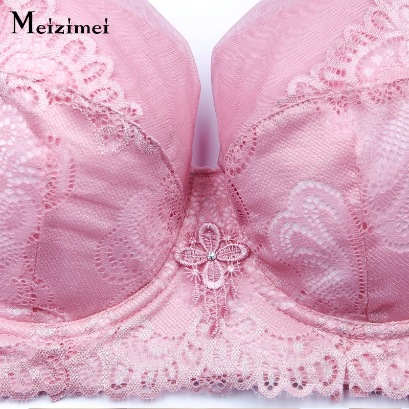 Meizimei woman'bra сексуальный бюстгальтер-минимайзер без косточек с эффектом пуш-ап bh DEF120 размера плюс кружевной бюстгальтер на косточках для девушек