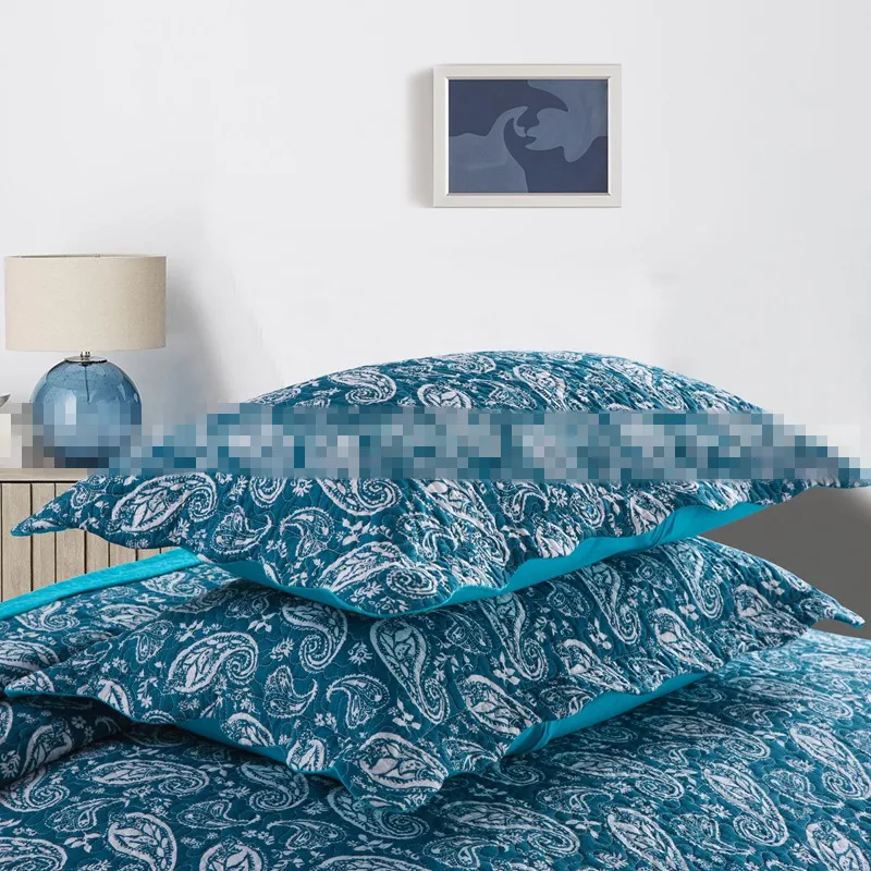 3 шт. Американский богемный стиль бирюзовый лоскутное Стёганое Одеяло Полный/queen размеры синий цветочный хлопок покрывало на кровать доставк