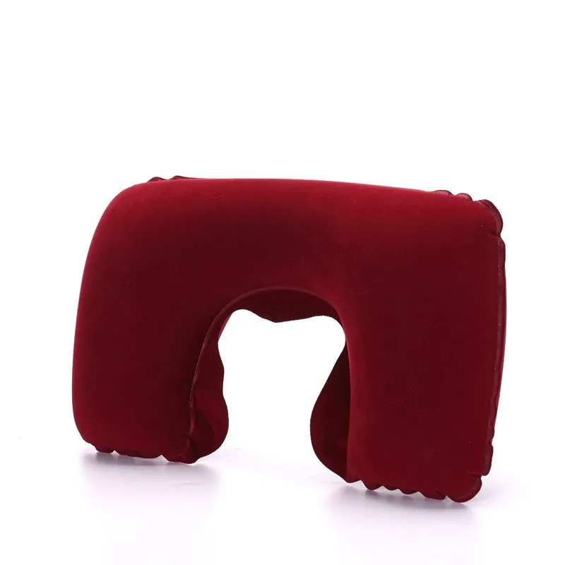 U-образная дорожная подушка надувная Шея Автомобильная голова надувная подушка для отдыха для путешествий офисная ворсовая голова надувная подушка для отдыха подушка для шеи - Цвет: Burgundy