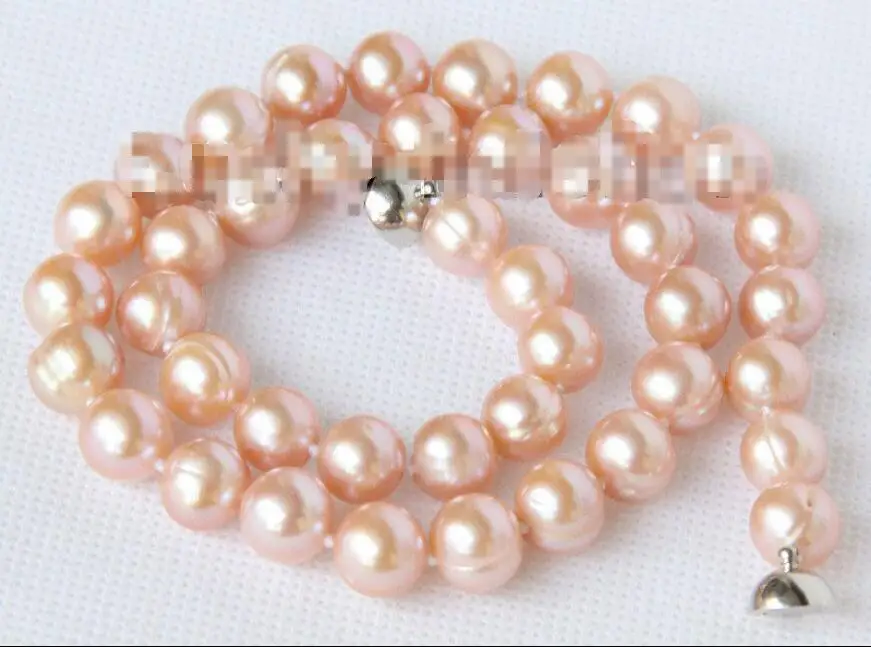

FREE SHIPPING>>>@@ > Hot sale new Style >>>>>luster natural 17" 11mm round pink freshwater pearls necklace magnet clasp j9952