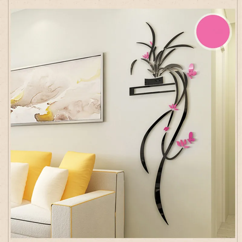Акриловый цветок орхидеи Наклейка на стену 3D самоклеящийся домашний Декор Гостиная ТВ фон настенные наклейки декор стен