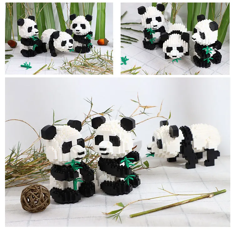 Balody Cartoon Panda Animal 3-in-1 Bamboo 3D Model DIY Diamond building blocks educational assembly cartoon bricks 18087