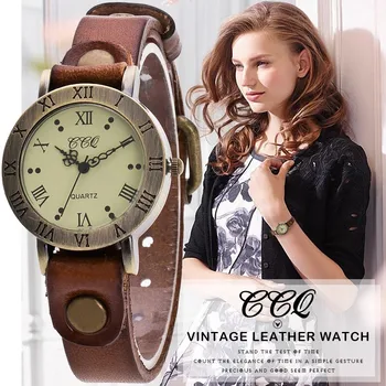 

Hot Selling CCQ Brand Vintage Cow Leather Wrist Watch Fashion Women Bracelet Watch Casual Quartz Watch Relogio Feminino Gift