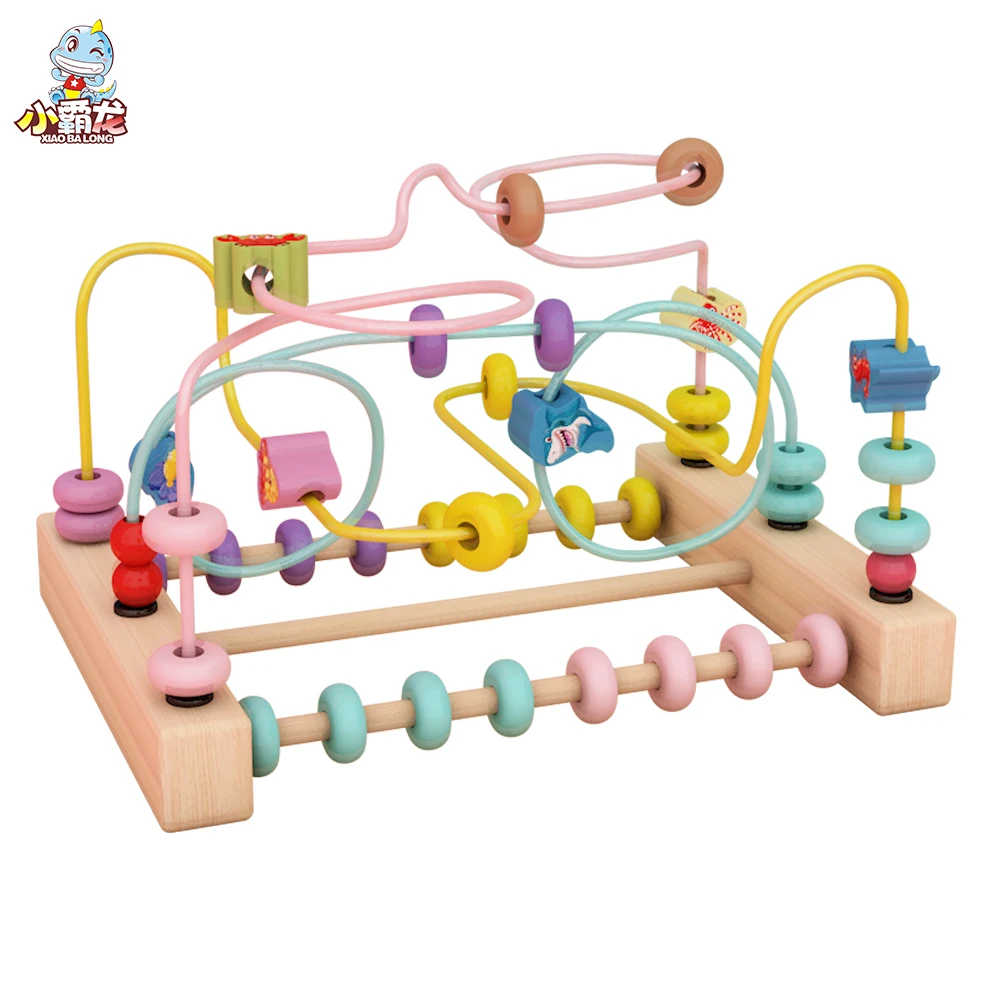 

Wooden block Math Toy Counting Circles Bead Abacus Baby Wire Maze Kids Coaster Montessori Educational Puzzle Toys for Children