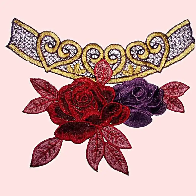 

DoreenBeads Delicate Water Soluble Embroidery Lace Collar Flower Patch Appliqued Cheongsam Evening Dress Wedding Decoration 1PC