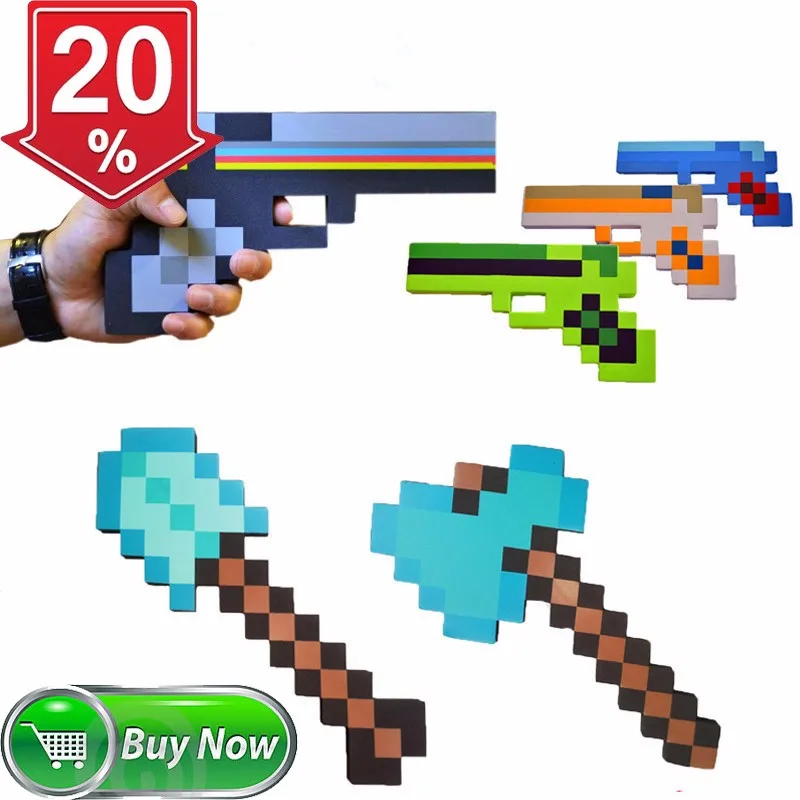 16 New Minecraft Kids Toys Foam Sword Pickax Gun Lps Toys Minecraft Foam Diamond Weapons Shopkins Model Juguetes Brinquedos Juguetes Aliexpress