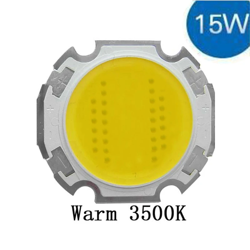 10 шт./лот 15 Вт теплый белый 3500K Высокая мощность круглый COB LED SMD свет лампы 1350LM DC45