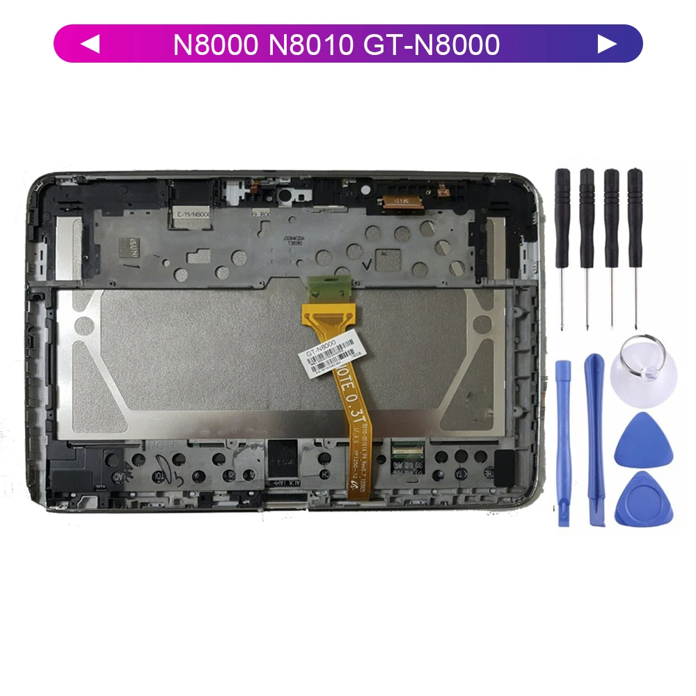 

For Samsung Galaxy Note 10.1 N8000 N8010 GT-N8000 LCD Display Digitizer Screen Touch Panel Sensor Assembly + Frame