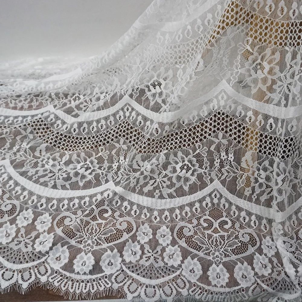 

European style bride wedding dress lace nice! 1.5x3 Meters/piece eyelash lace fabric off white color, Black color in stock!