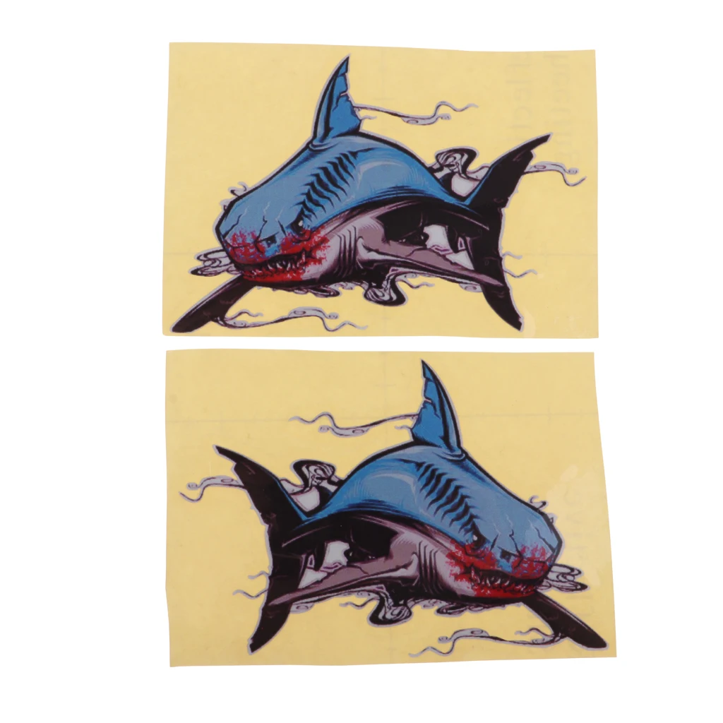2 Pairs Shark Stickers Reflective Decals for Kayak Fishing Boat Car Truck Window Wall Yacht Kayak Boat Canoe Houseboat Sticker