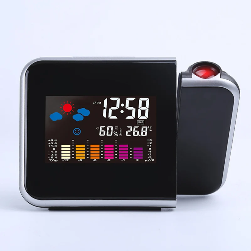 Цифровой проекции будильник часы Метеорологическая станция с Температура термометр влажности гигрометр/прикроватные Wake Up часы проектора