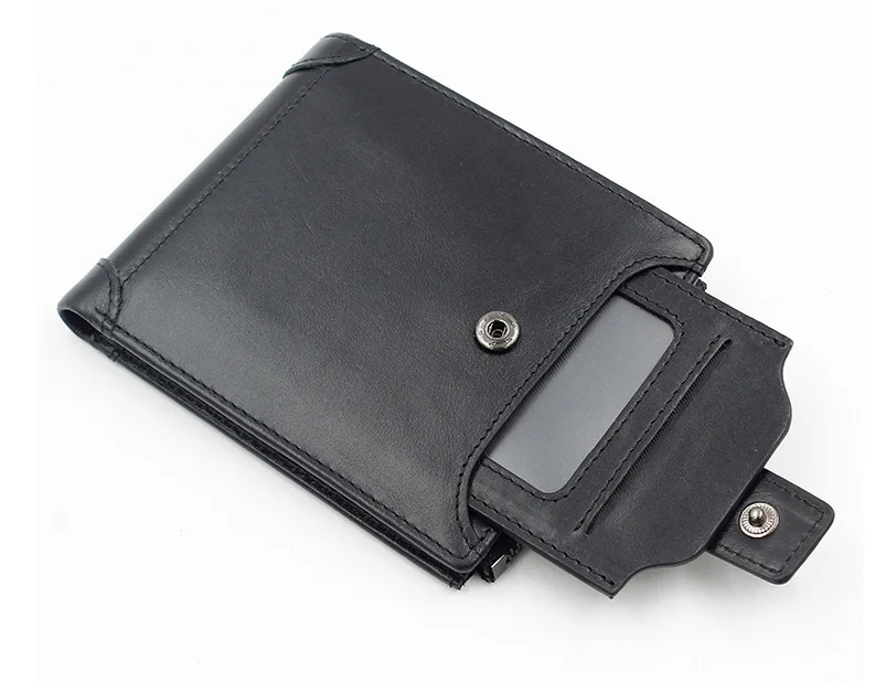 MJ Men's Genuine Leather Wallets Quality Male Short Wallet Real Leather Bi-Fold Wallet Card Holder Coin Purse Coffee Black Khaki (7)
