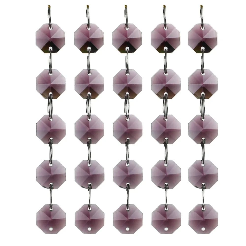 Violet 5 Chain Set K9 Crystal Octagonal Beads Chandelier Parts