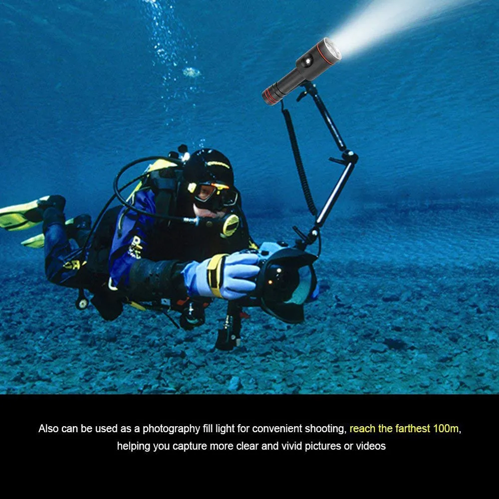 

Diving Flashlight L2 LED Scuba Underwater Brightness Waterproof 100m Light Torch Searchlight Waterproof Work Hunting Spotlight