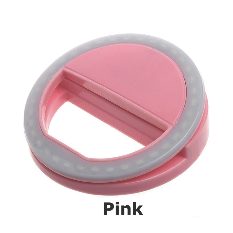 Макияж Зеркало для телефона селфи кольцо свет с 36 светодиодных ламп портативный многоцелевой Телефон Свет с тремя уровнями яркости - Цвет: Pink