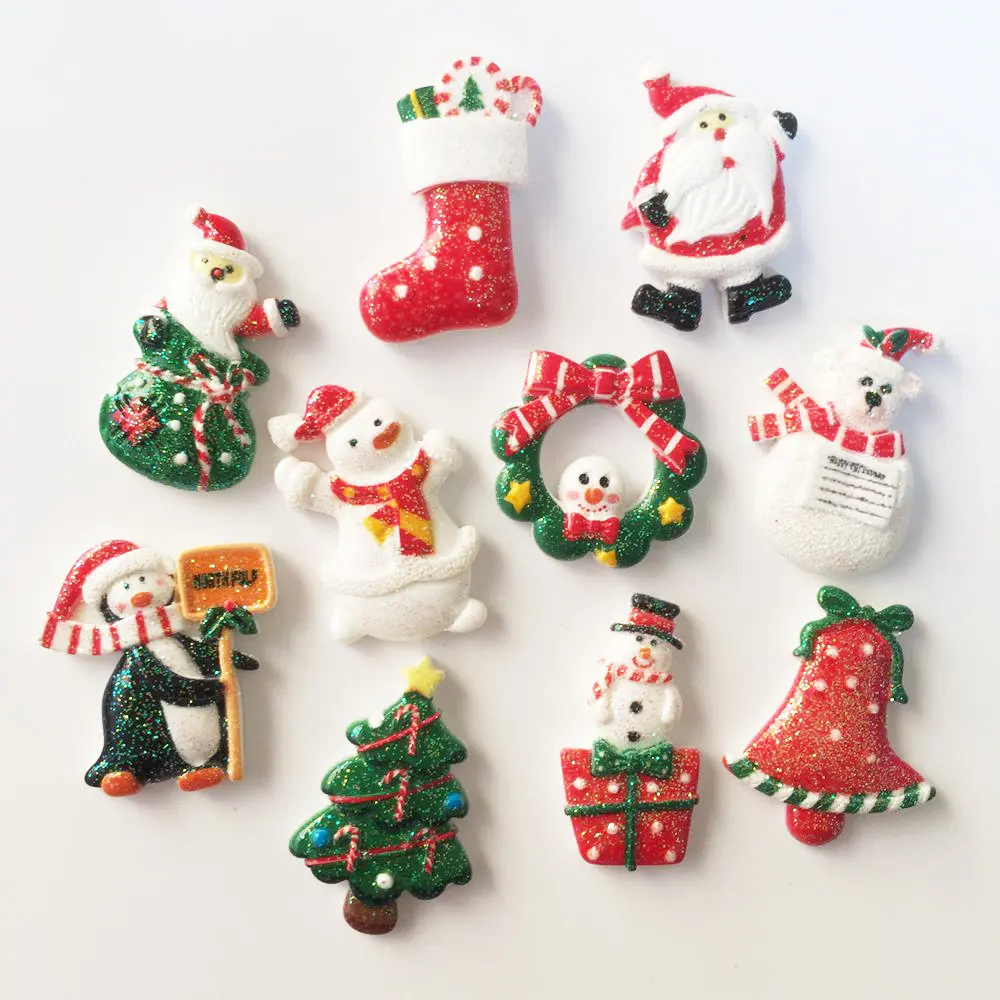 

Glitter Colorful Christmas combination Flat Back Cabochon stone Miniature Christmas ornament DIY scrapbook figurines OW20
