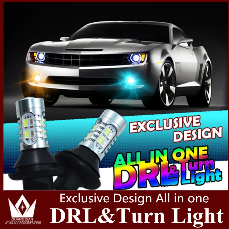 

2PCS Auto LED Bulb DRL Daytime Running Light turn signal light all in one high power T20 WY21W 7440 For Toyota Prius 2008-2014