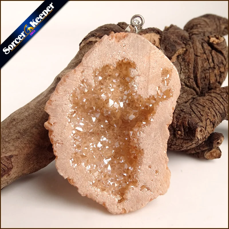 Irregular Natural Stone Pendulum Gold Plating Rainbow Crystal Druzy Pendants Sparkling Charms Necklace For Jewelry Making YS923 | Украшения