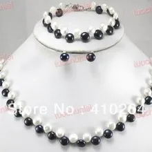 Wholesale_jewelry_wig$ Прекрасный Подлинная Белый Черный FW Жемчужное Ожерелье Браслет Серьги Набор
