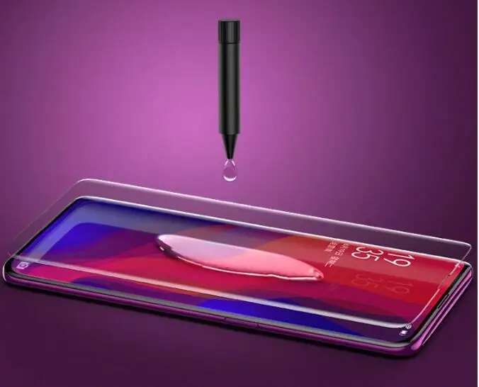 Новейший УФ жидкий Полный Клей закаленное стекло протектор экрана для OPPO Find X 1 большой светильник для Oppo Find X UV стекло