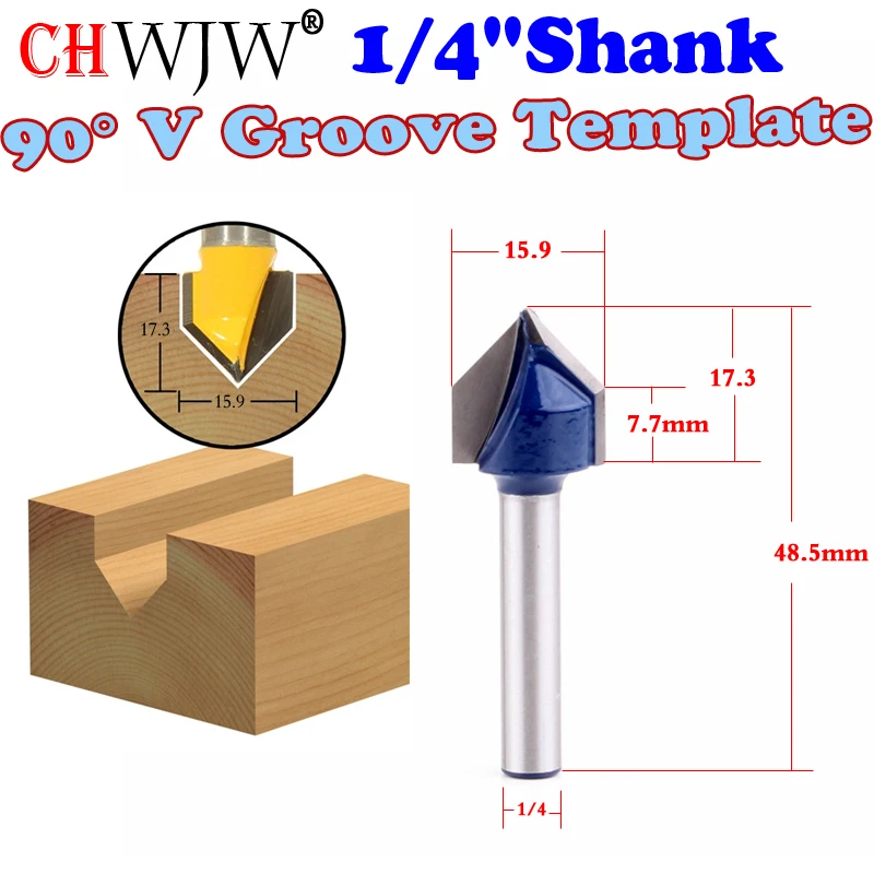 1 шт. 1/" хвостовик 90 градусов V паз шаблонный маршрутизатор бит-5/8" x 17 мм-Chwjw