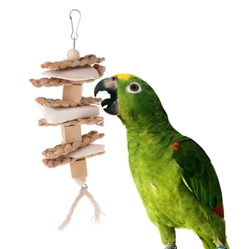 

Parrot Toy Chew Bite Scratcher Wood Grass Pendant Hanging Cage Pet Bird Parakeet