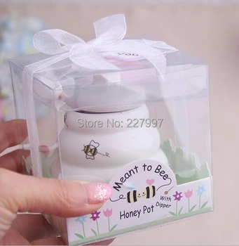 

New arrival Meant to Bee Ceramic Honey Pot with Wooden Dipper wedding gift