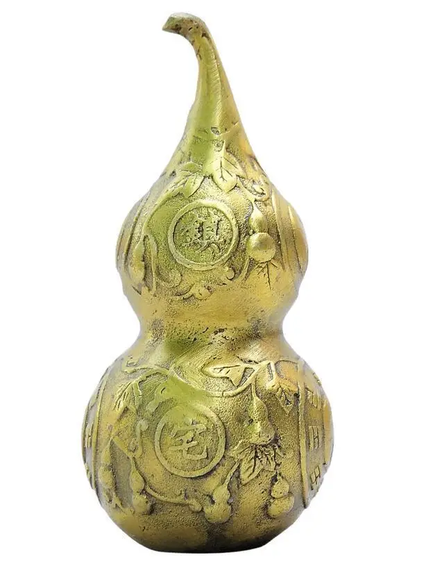 

Chinese Fengshui Pure Bronze Eight Diagrams Auspicious Gourd Calabash Hoists
