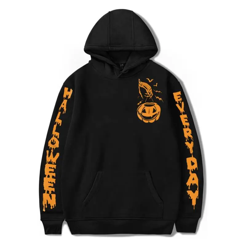 

Halloween Sweatshirt Women Long Sleeve Funny Pumpkin Print Loose Pullover Hooded Harajuku New Fashion Casual Sweatshirt Unisex