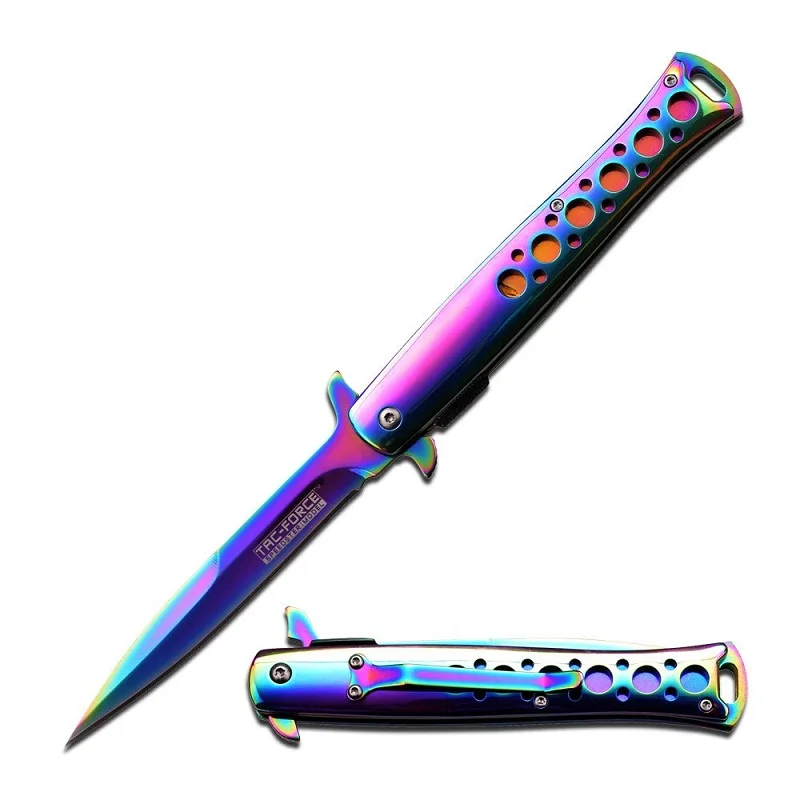 

Stainless Steel Handle Folding Hunting Knife 5 Colors Fast Open Camping Pocket Knife Tactical Knifes Outdoor Survival Tool