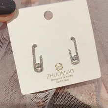 Изысканные серьги-гвоздики в Корейском стиле с геометрическим узором из белого золота, модные женские серьги с микропокрытием из кубического циркония