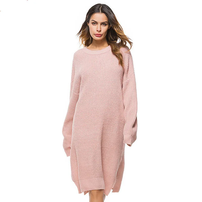 Повседневное платье-свитер для беременных; женская одежда; коллекция года; сезон осень-зима; платья с длинными рукавами для беременных; Robe Grossesse Vestidos Embarazada - Цвет: pink