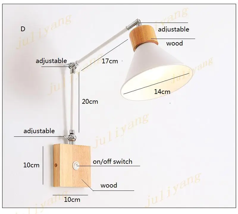 Modern nordic wood wall lamp  with switch  bedhead  bedside wall lights adjustable bedroom room home  decoration  E27 110v 220v bedside wall lamps