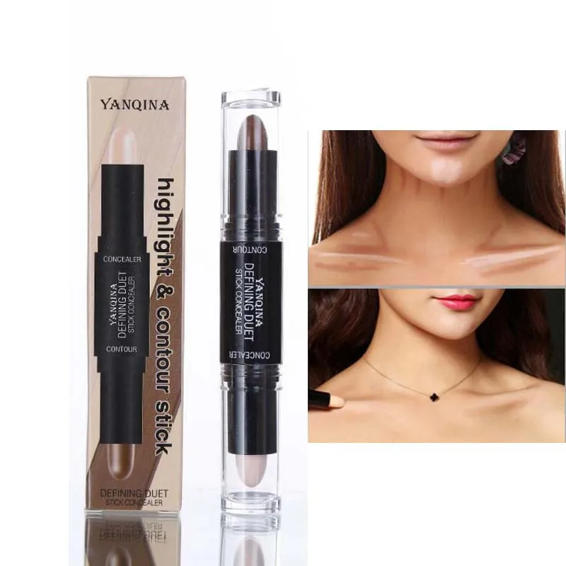 

YANQINA2 In 1 Double Head Lying Silkworm Pen Concealer Pen Stereo High Light Bar Face Care Beauty Makeup Color Corrector