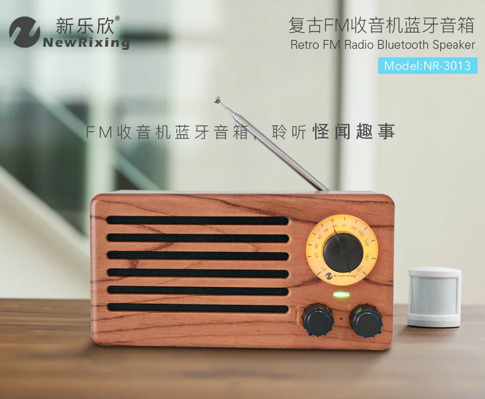 

Wireless Wood Grain Retro FM Radio Bluetooth Speaker 10W Digital Stereo Mini Music Player Boombox Support TF USB AUX Sound Box