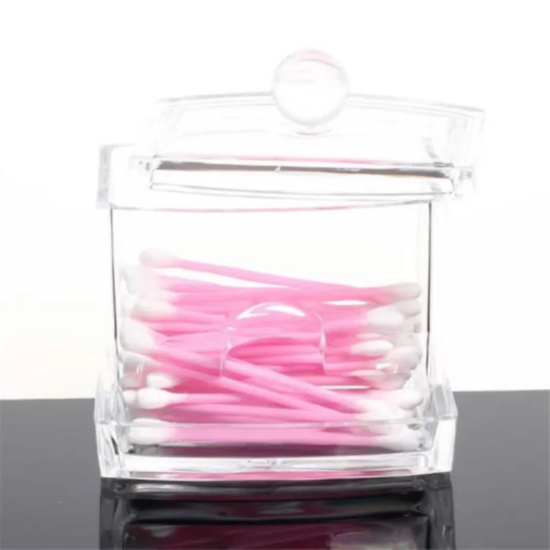 

Clear Acrylic Cotton Swab Q-tip Storage Holder Box Cosmetic Makeup Organizer