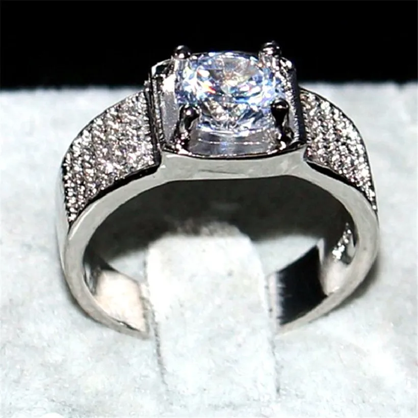choucong Jewelry Men's 8*8mm 3ct AAAAA Zircon 925 Sterling Silver paev cz Stone ring Engagement Wedding Bands boys Sz 8-13 gift