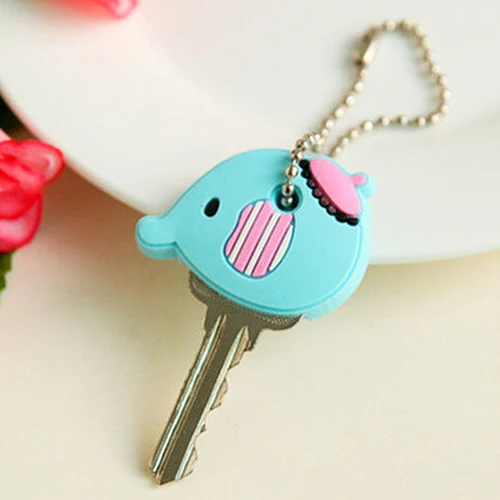 

Bluelans Silicone Key Ring Cap Head Cover Chain Cap Phone Strap Cartoon Animals Key Set