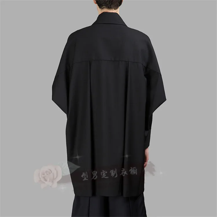 S-5XL! Весенняя и Летняя Повседневная Свободная рубашка остроконечный воротник рубашка с длинными рукавами Мужская однотонная верхняя одежда кардиган